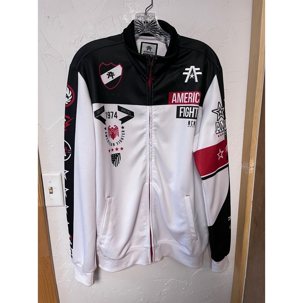 American Fighter‎ Men's Track Jacket Black White Red 74 Division Graphic Sz M